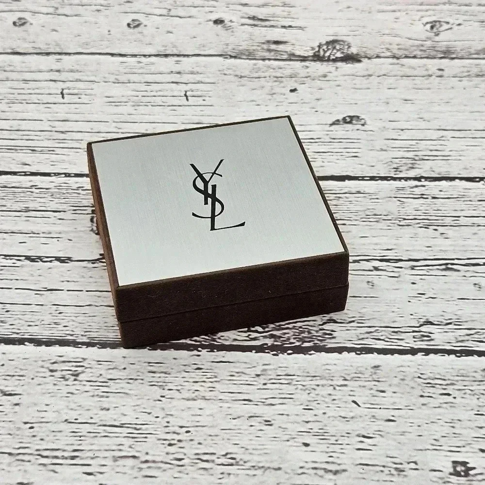 RARE Yves Saint Laurent YSL logo amber transparent window gold tone tie clip - Picture 4 of 6